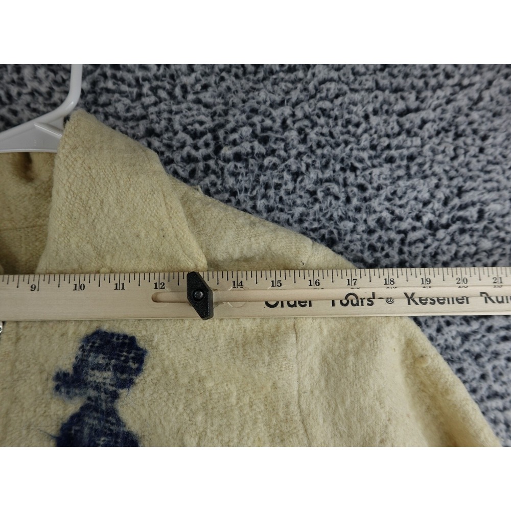 Vintage 50s Mens Medium Wool Knit Fringed Southwestern Birds Full Zip Jacket‎ - Picture 11 of 16
